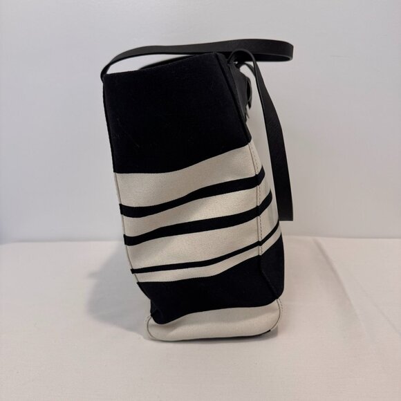 NWOT Kate Spade Black & White Striped Canvas Tote With Bow Accent new - Picture 4 of 10